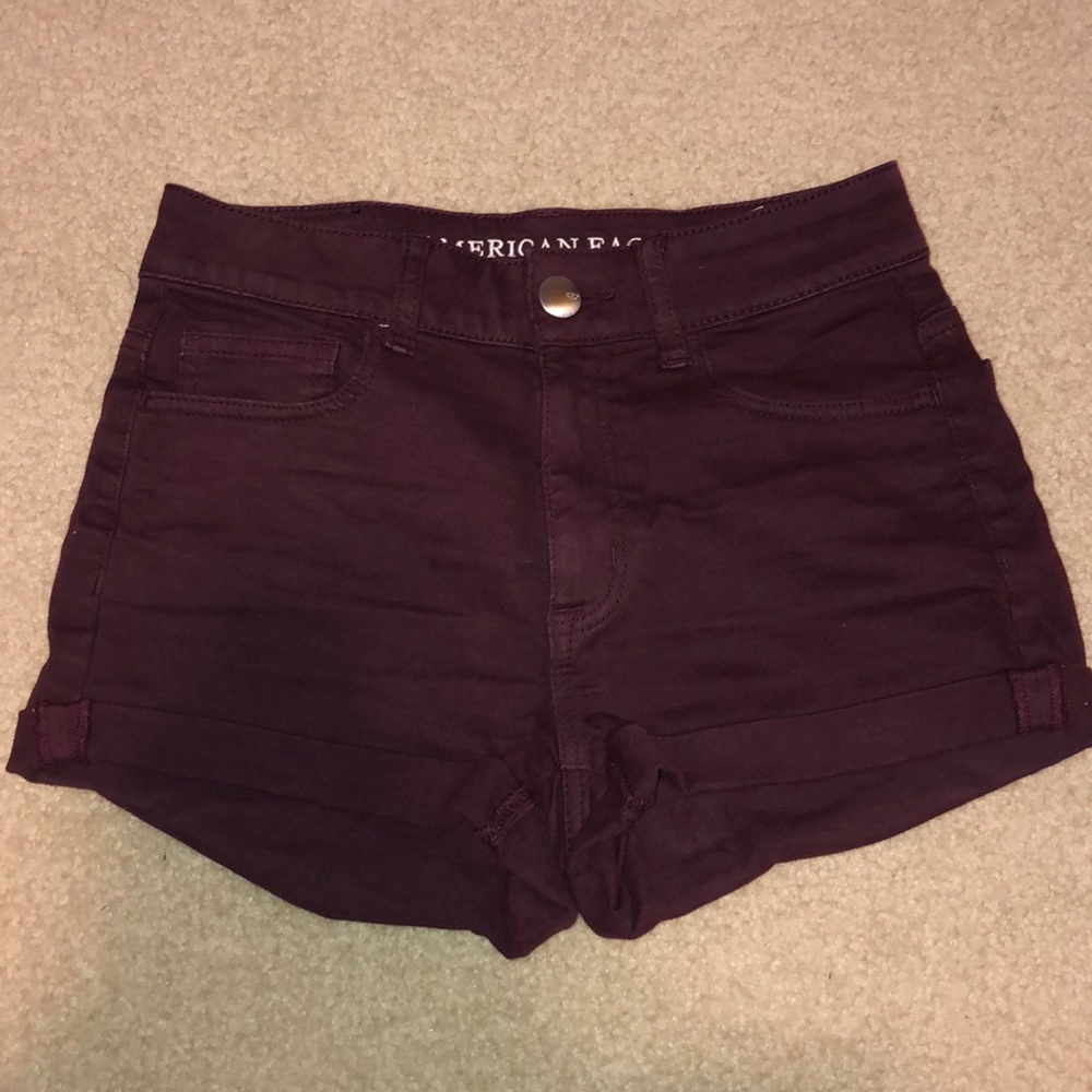 American eagle burgundy jean shorts